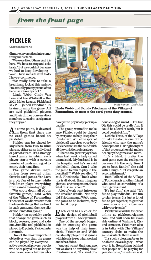 Daily Sun ☀️ Article on Pickler Card Game